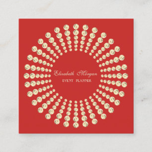 Elegant Modern, Rot, Gold Diamanten Quadratische Visitenkarte