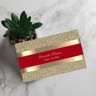 Elegant Modern, Rot Gold Gestreifter Glitter Visitenkarte