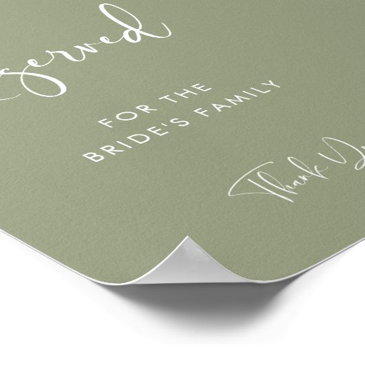 Elegant & Modern Sage Green Hochzeit vorbehaltenes Poster (Ecke)