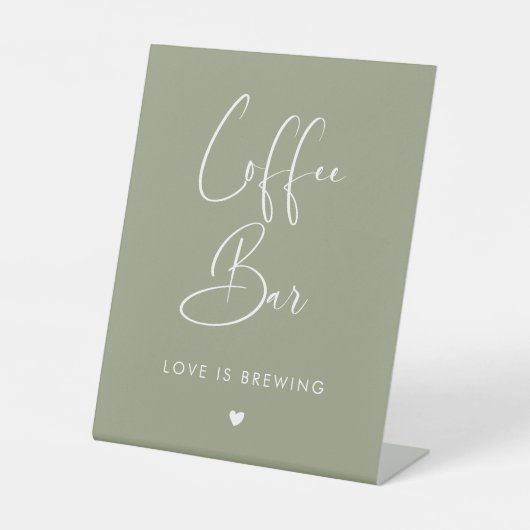 Elegant & modern Sage Green Hochzeitscoffee Bar Sockelschild (Vorderseite)