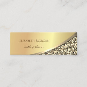 Elegant Modern Schwarz, Glitter, Gold Mini Visitenkarte