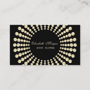 Elegant Modern, Schwarz, Gold Diamanten Visitenkarte