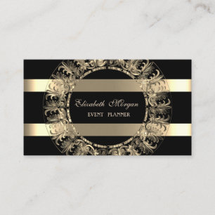 Elegant Modern, Schwarz, Gold gestreift, Rahmen Visitenkarte
