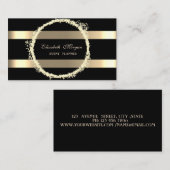 Elegant modern, schwarz, Gold gestreift Visitenkarte (Vorne/Hinten)