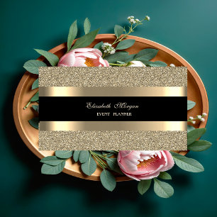 Elegant Modern, Schwarz Gold gestreifter Glitter Visitenkarte