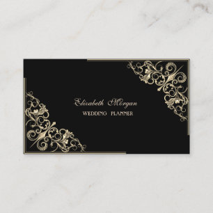 Elegant Modern, Schwarz, Gold Rahmen Visitenkarte