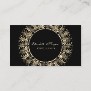 Elegant Modern, Schwarz, Gold Rahmen Wirbel Visitenkarte