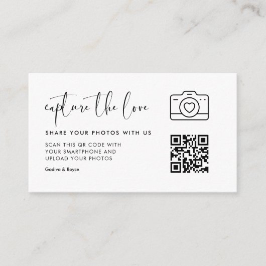 Elegant & modern Schwarz/Weiß Capture the Liebe Begleitkarte (Vorderseite)