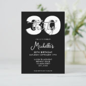 Elegant Modern Script 30. Geburtstag Einladung (Stehend Vorderseite)