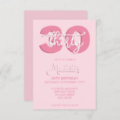 Elegant Modern Script 30. Geburtstag Einladung (Vorne/Hinten)