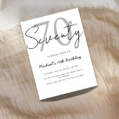 Elegant Modern Script 70th Birthday Invitation Einladung