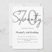Elegant Modern Script 70th Birthday Invitation Einladung (Vorderseite)