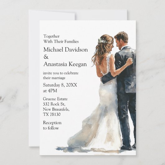 elegant modern script budget wedding invitation mitteilungskarte (Vorderseite)