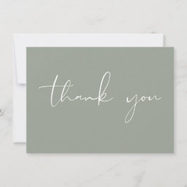 Elegant Modern Script Calligraphy Sage Green Dankeskarte