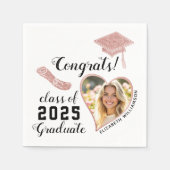 Elegant Modern Script Class 2025 Foto Abschluss Serviette (Vorderseite)