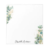 Elegant Modern Script Eucalyptus Greenerenname Notizblock (Vorderseite)