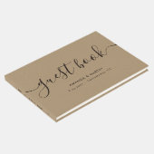 Elegant Modern Script Kraft Wedding Gästebuch (Ecke)