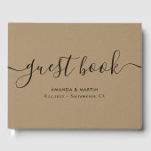 Elegant Modern Script Kraft Wedding Gästebuch (Vorderseite)