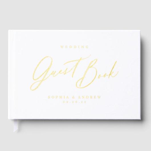 Elegant modern script minimalist wedding  gästebuch (Vorderseite)