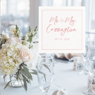 Elegant Modern Script Mr. Pink Wedding Serviette