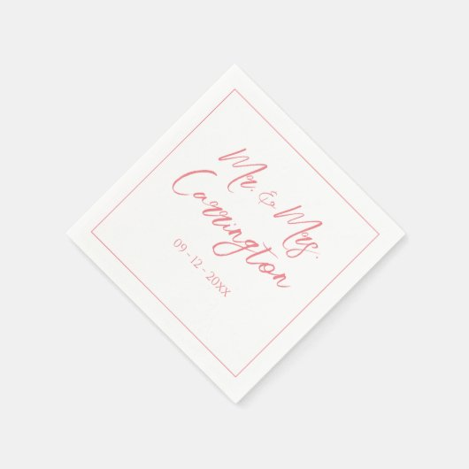 Elegant Modern Script Mr. Pink Wedding Serviette (Ecke)