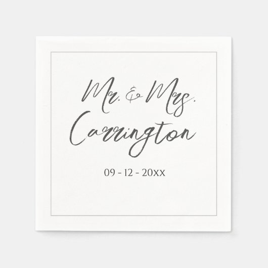 Elegant Modern Script Mr. Wedding Serviette (Vorderseite)