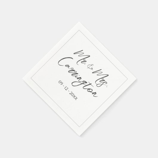 Elegant Modern Script Mr. Wedding Serviette (Ecke)