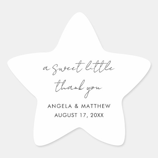 Elegant Modern Script Wedding Thank You Stern-Aufkleber (Vorderseite)