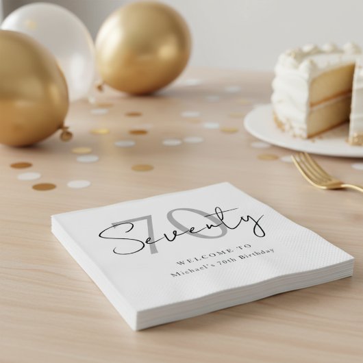 Elegant Modern Seventy 70th Birthday Party Napkins Serviette