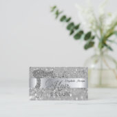 Elegant modern, Silberner Glitzer Bokeh Haartrockn Visitenkarte (Stehend Vorderseite)