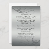 Elegant Modern Silver 25th Wedding Anniversary Einladung (Vorne/Hinten)