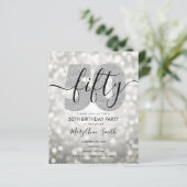 Elegant Modern Silver 50. Geburtstagsparty (Stehend Vorderseite)