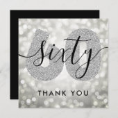 Elegant Modern Silver 60. Geburtstag Vielen Dank Dankeskarte (Vorne/Hinten)