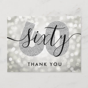 Elegant Modern Silver 60. Geburtstag Vielen Dank Postkarte