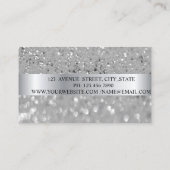 Elegant Modern, Silver Glitzer Bokeh Visitenkarte (Rückseite)