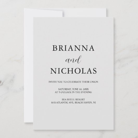 Elegant Modern Silver Gray Wedding All-in-One Einladung (Vorderseite)