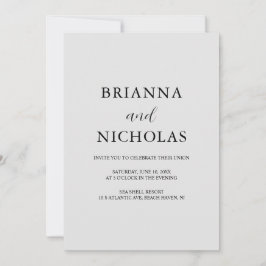Elegant Modern Silver Gray Wedding All-in-One Einladung
