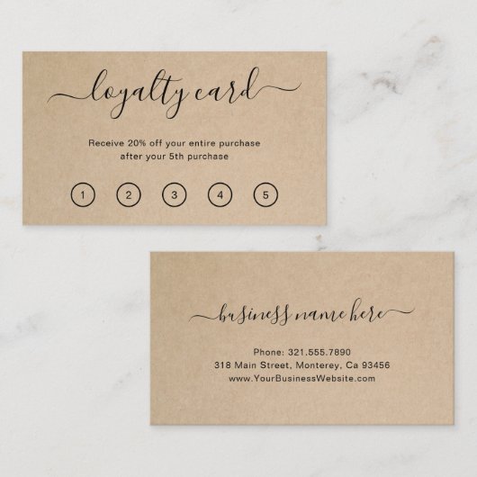 Elegant Modern Simple Brown Rustic Treuekarte (Vorne/Hinten)