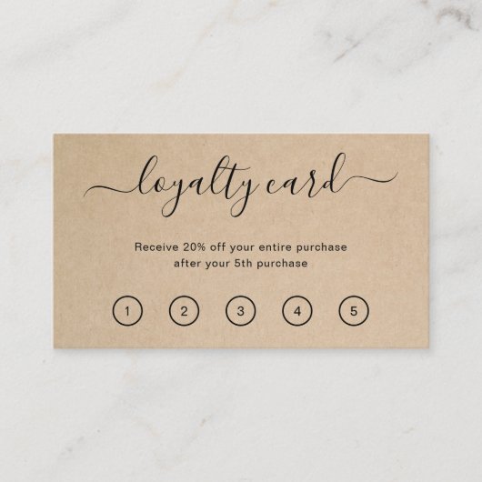 Elegant Modern Simple Brown Rustic Treuekarte (Vorderseite)