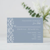 Elegant Modern Simple Dusty Blue Filigree RSVP Karte (Stehend Vorderseite)