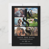 Elegant Modern Simple Foto Collage Names Wedding Save The Date (Vorderseite)