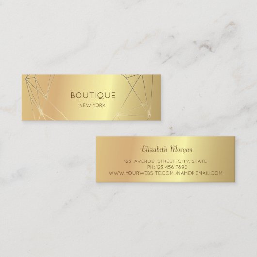 Elegant Modern Simple Gold Geometric Mini Visitenkarte (Vorne/Hinten)