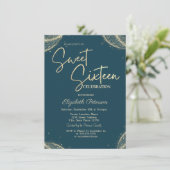 Elegant Modern Simple Gold Glitter Sweet 16 Einladung (Stehend Vorderseite)