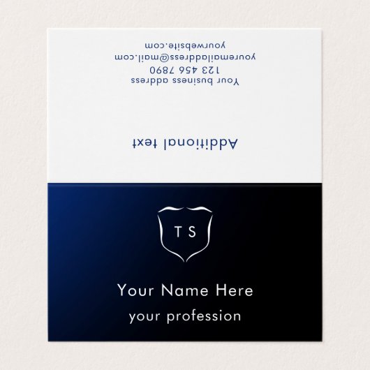 Elegant Modern Simple Monogram Crest Professional Visitenkarten (Außenseite Aufgefaltet)