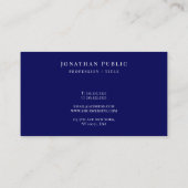 Elegant Modern Simple Template Script Navy Blue Visitenkarte (Rückseite)