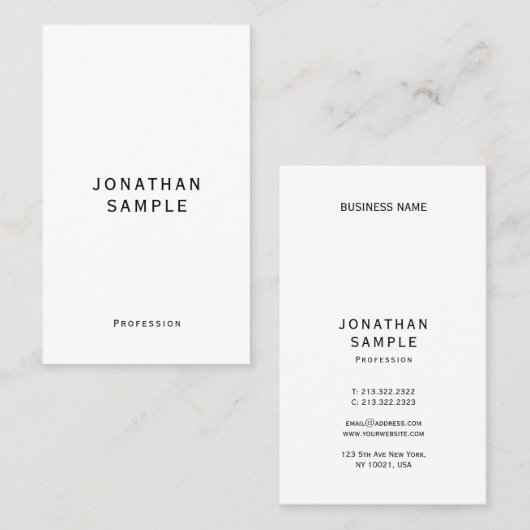 Elegant Modern Simple Template Vertical Business Visitenkarte (Vorne/Hinten)