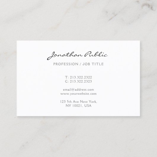 Elegant Modern Simple Trendy Calligraphed Name Visitenkarte (Rückseite)