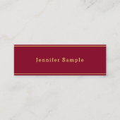 Elegant Modern Sleek Design Gold Text Burgundy Red Mini Visitenkarte (Vorderseite)