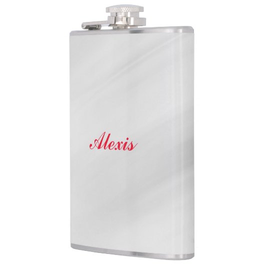 Elegant Modern Stilvoll Grauroter Name Flachmann (Links)