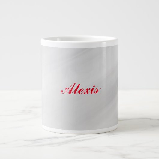 Elegant Modern Stilvoll Grauroter Name Jumbo-Tasse (Vorderseite)